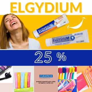 Bucodentários- 25% em 1 produto nas marcas Elgydium e Curaprox