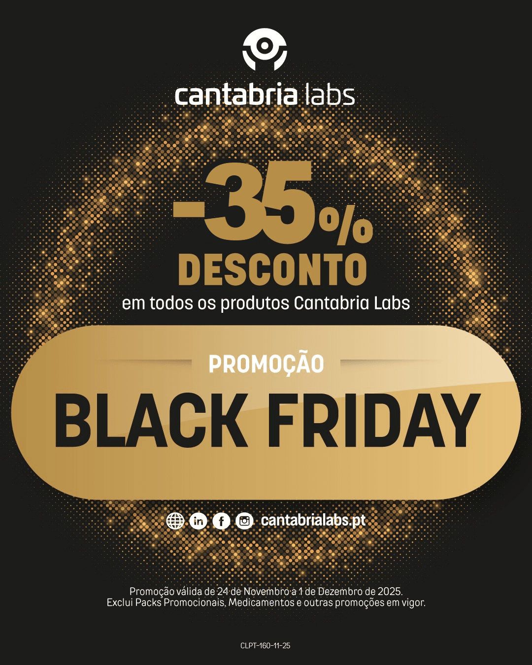 Black Friday - 35% em todos os produtos Cantabria Labs ✨💙